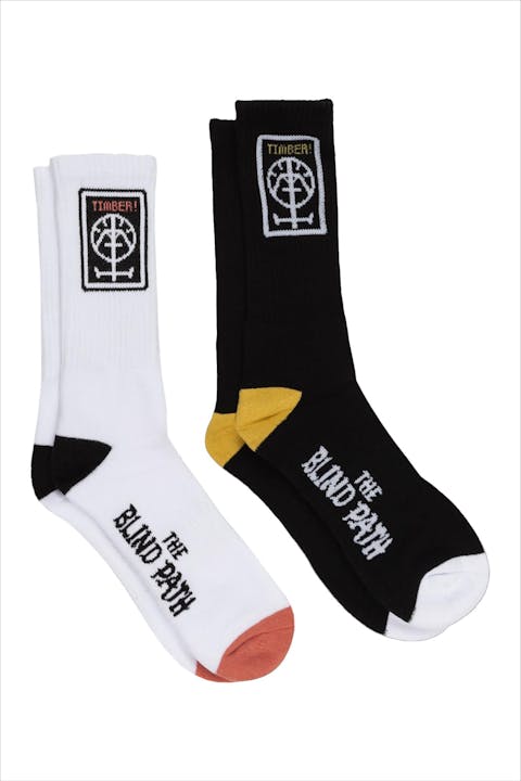 Element - Zwart-Witte Timber 2-pack sokken, maat: 40-46