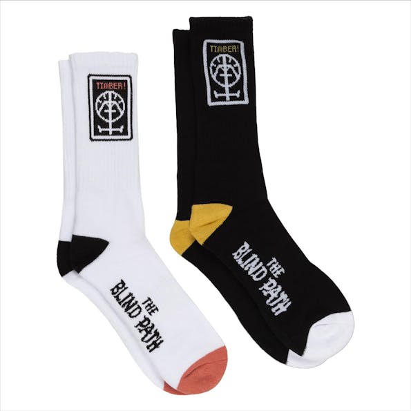 Element - Zwart-Witte Timber 2-pack sokken, maat: 40-46