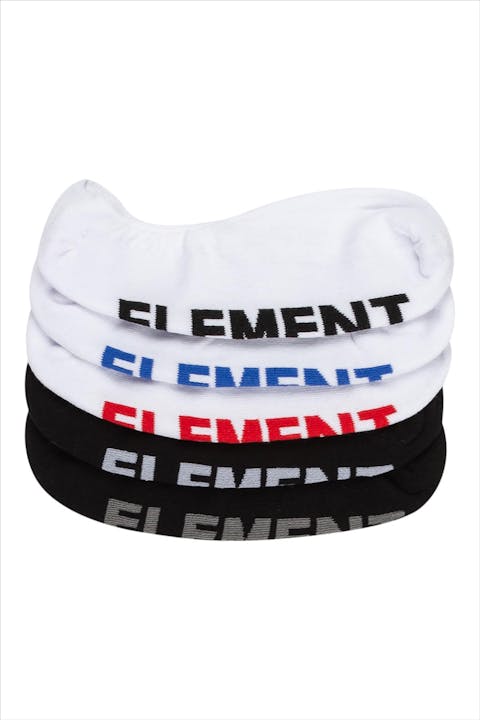 Element - Zwart-Witte Low Rise 5-pack sokken, maat: 40-46