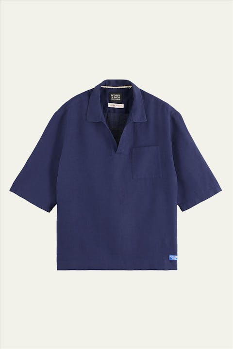 Scotch & Soda - Donkerblauw Linen Pocket hemd
