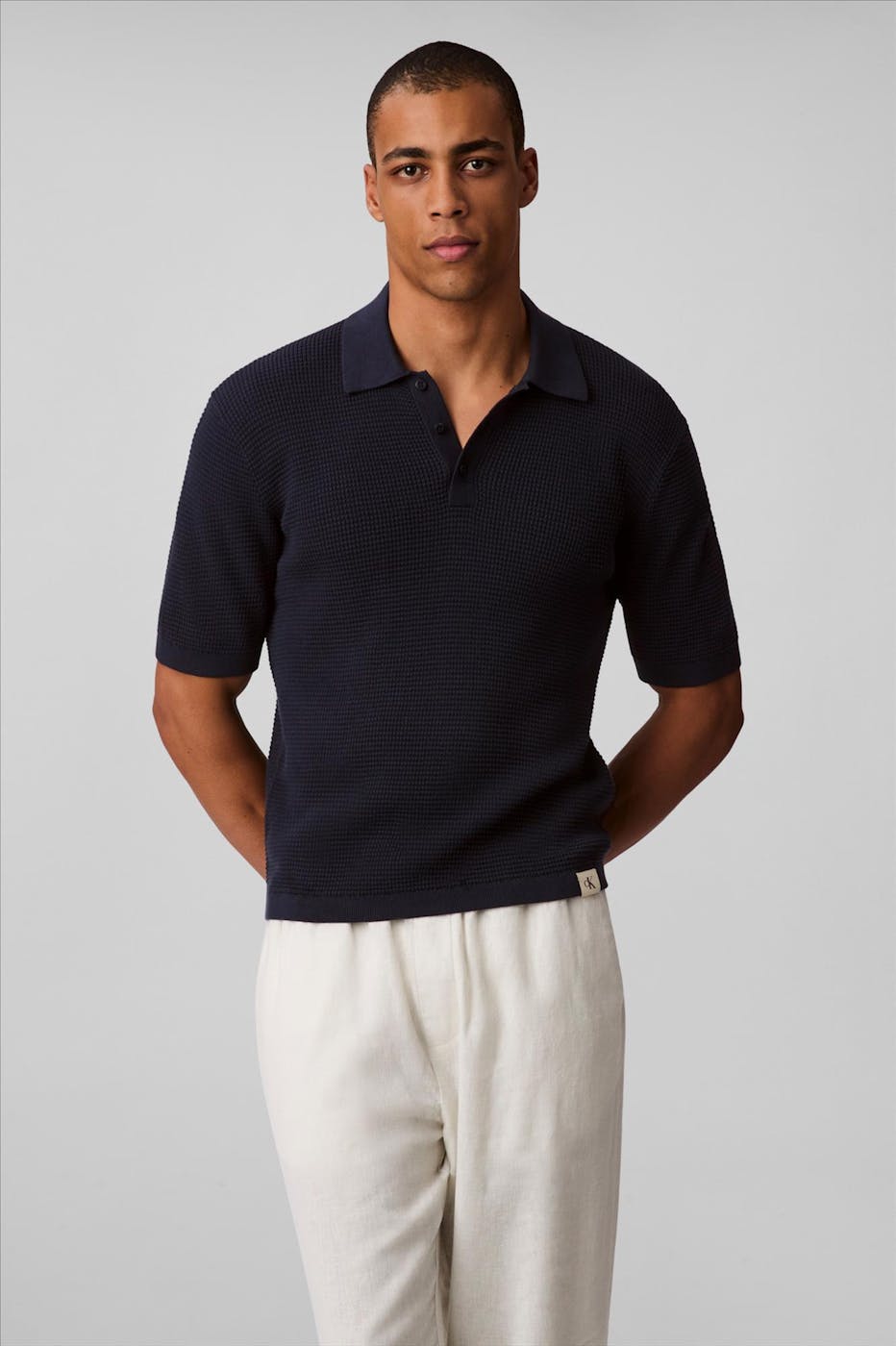 Calvin Klein Jeans - Donkerblauwe Smooth Waffle polo
