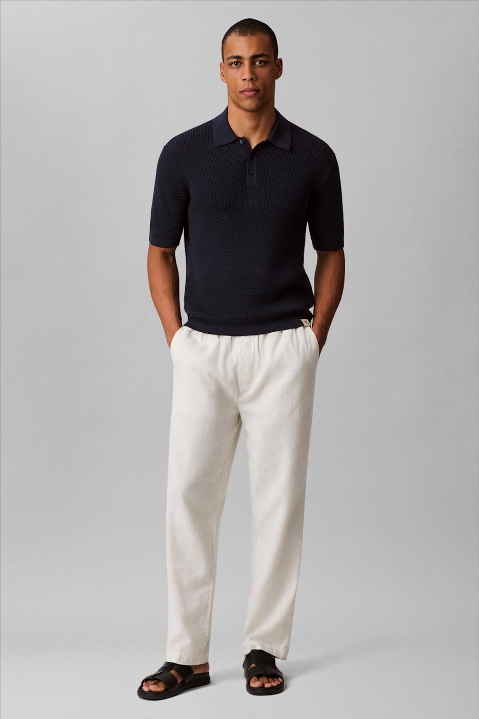 Calvin Klein Jeans - Donkerblauwe Smooth Waffle polo