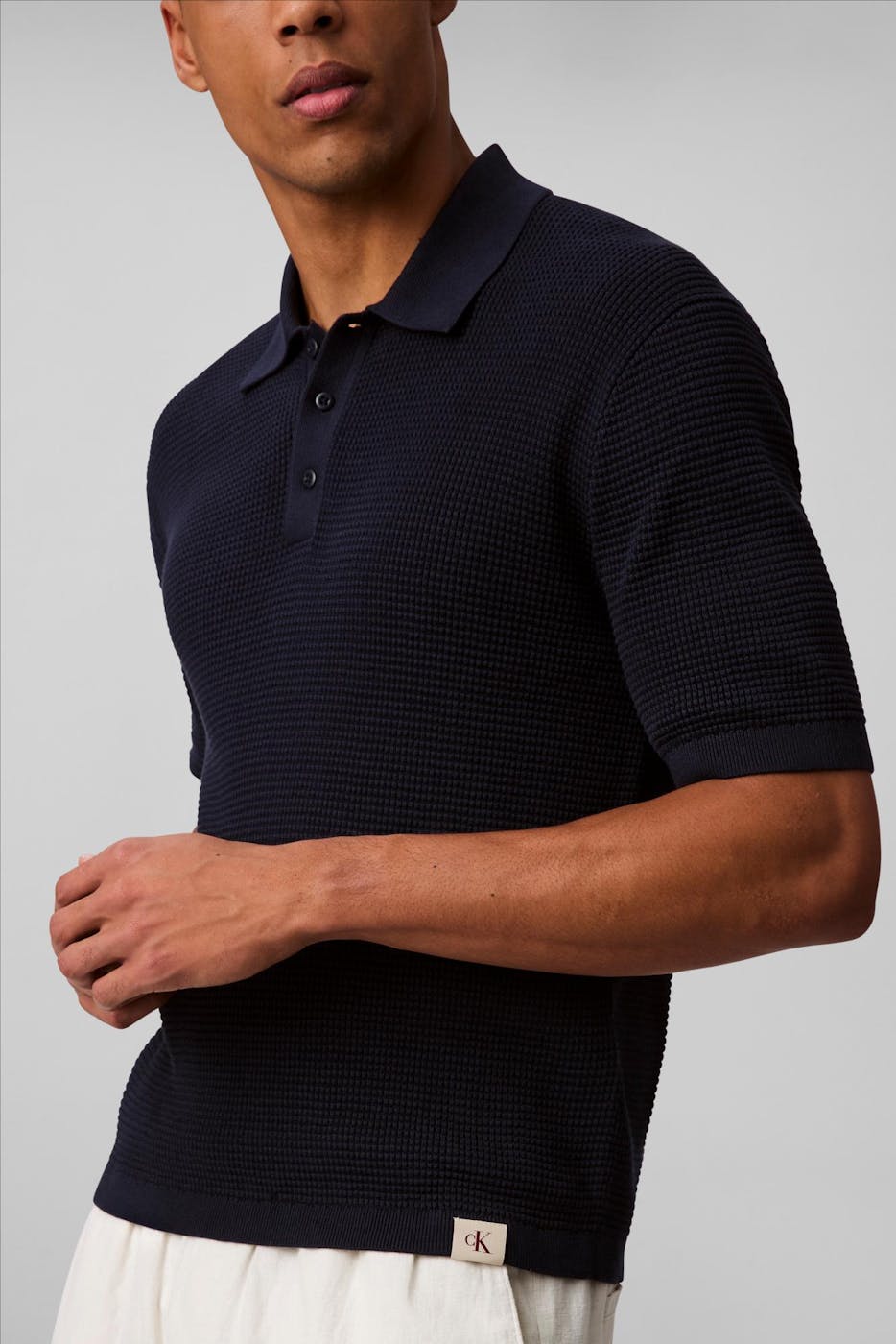 Calvin Klein Jeans - Donkerblauwe Smooth Waffle polo