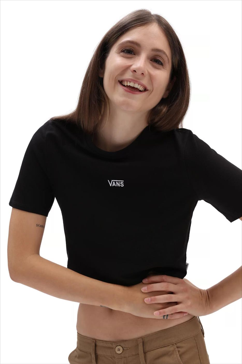 Vans - Zwarte Flying V Cropped T-shirt