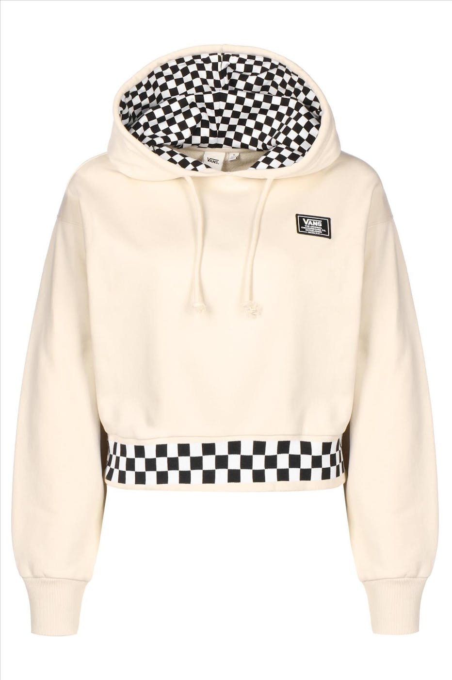 Vans - Ecru-zwarte Boom Boom 66 cropped hoodie