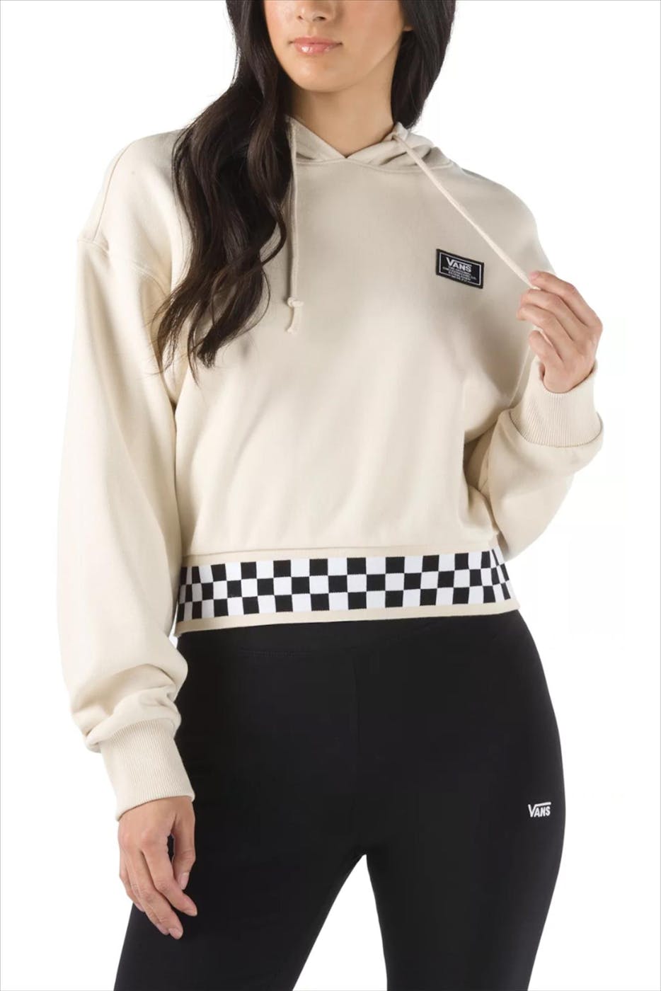 Vans - Ecru-zwarte Boom Boom 66 cropped hoodie