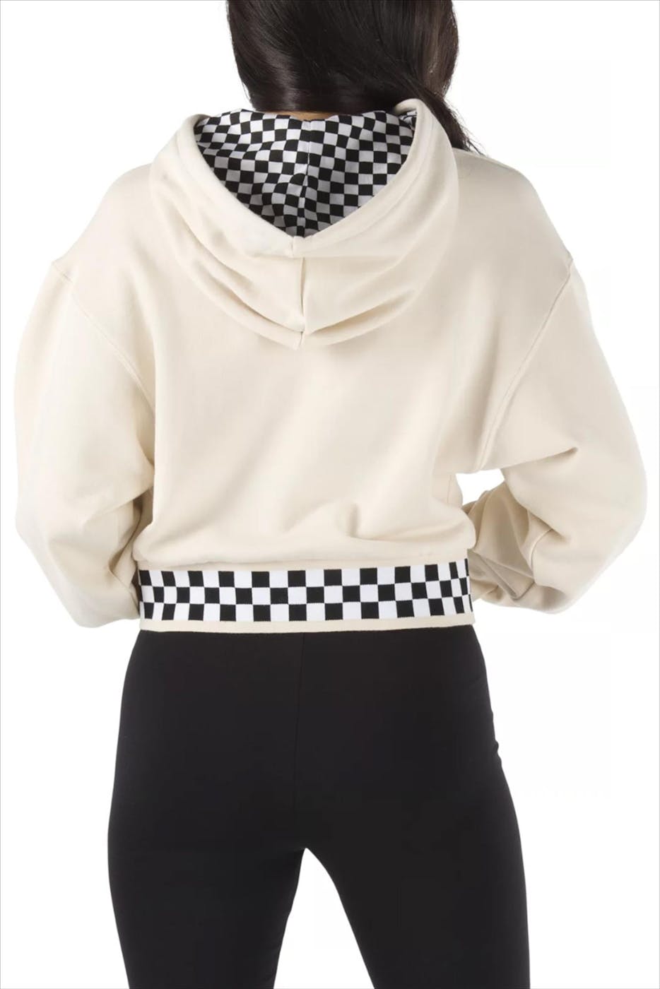 Vans - Ecru-zwarte Boom Boom 66 cropped hoodie