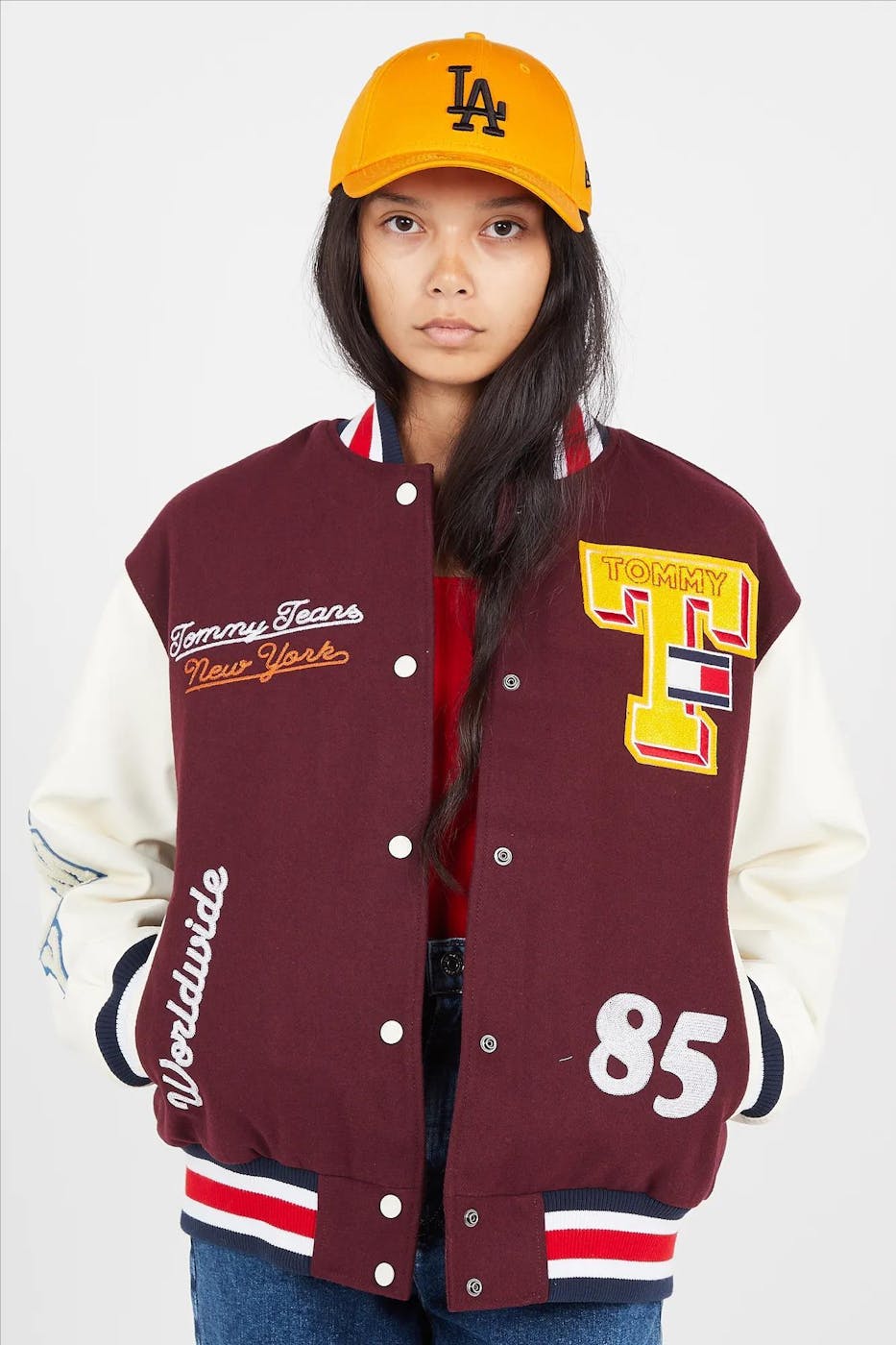 Tommy Jeans - Bordeaux Letterman jas
