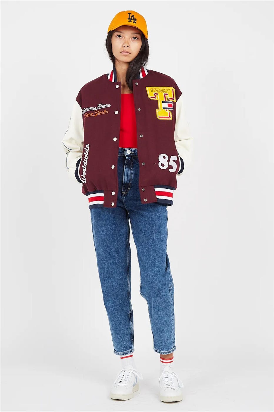 Tommy Jeans - Bordeaux Letterman jas