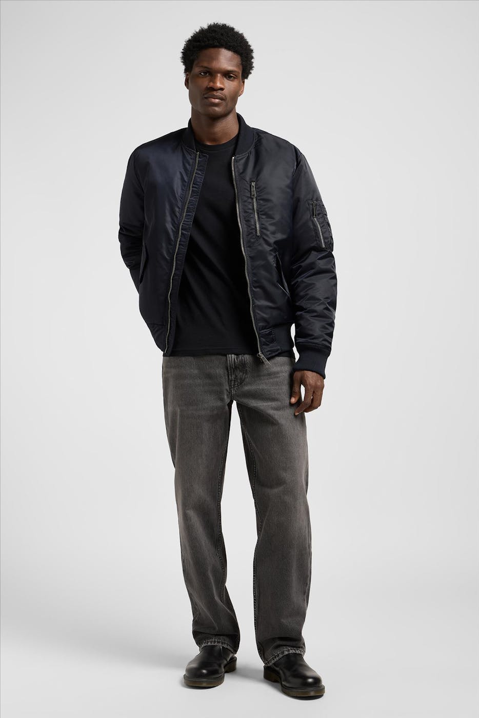 Lee - Donkergrijze Asher loose straight jeans