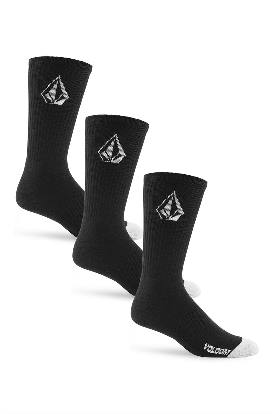 Volcom - Zwarte Full Stone Crew 3-pack sportsokken, maat: 42-47