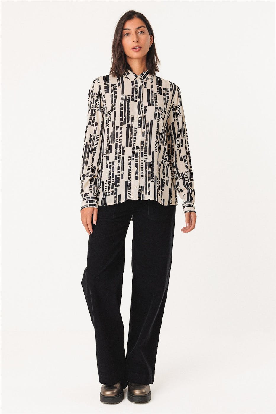 SkunkFunk - Ecru-Zwarte Asune blouse