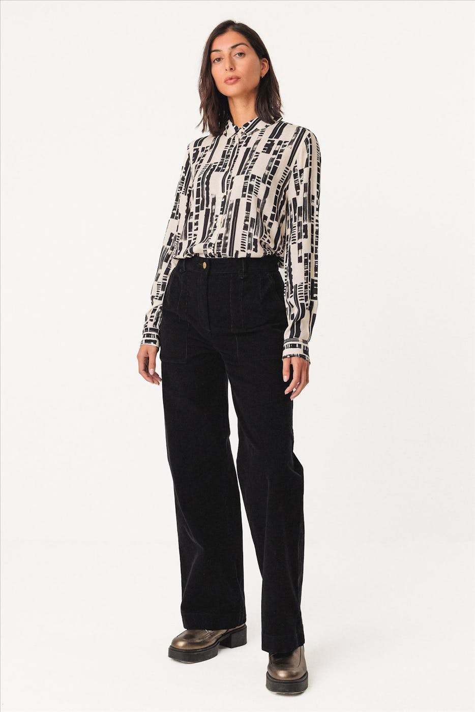 SkunkFunk - Ecru-Zwarte Asune blouse