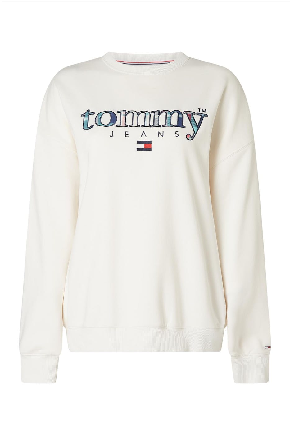 Tommy Jeans - Witte Oversized Tartan sweater