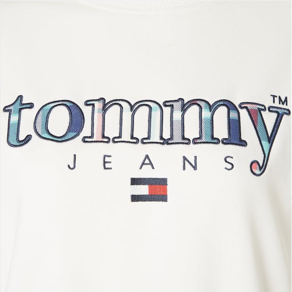 Tommy Jeans - Witte Oversized Tartan sweater