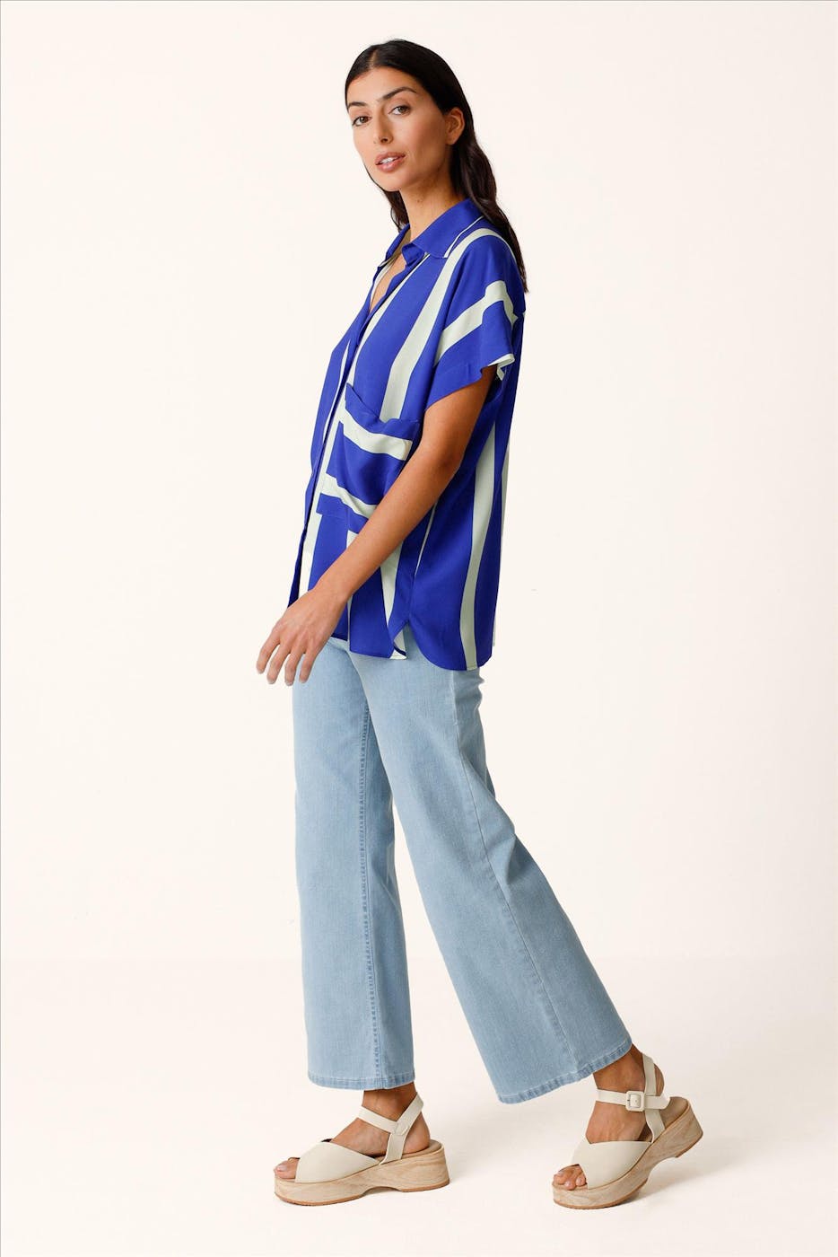 SkunkFunk - Blauw-Mintgroene Uma blouse