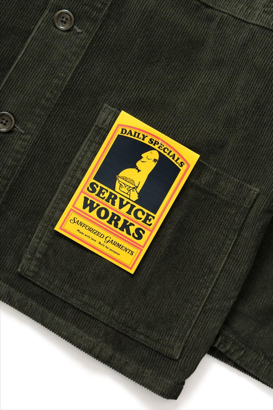 Service Works - Donkergroene Corduroy Chore overhemdjas