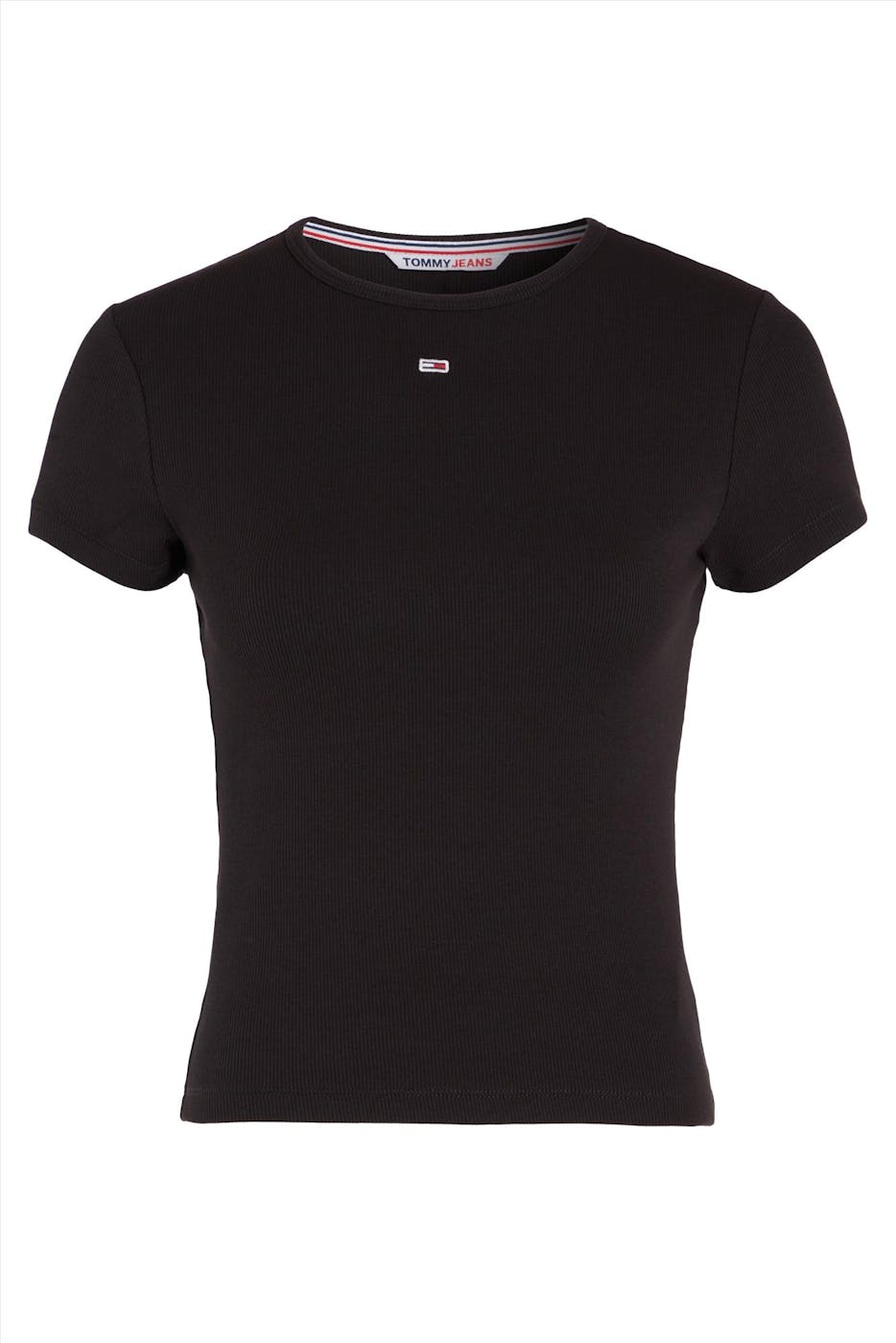 Tommy Jeans - Zwarte Geribde T-shirt