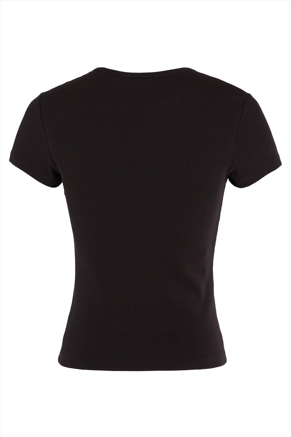 Tommy Jeans - Zwarte Geribde T-shirt