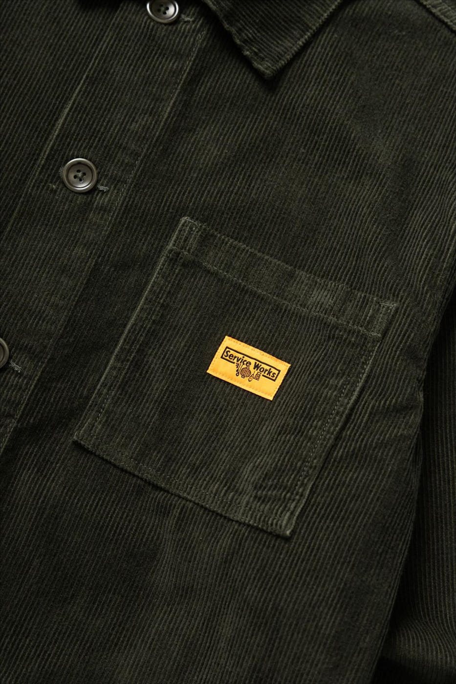 Service Works - Donkergroene Corduroy Chore overhemdjas