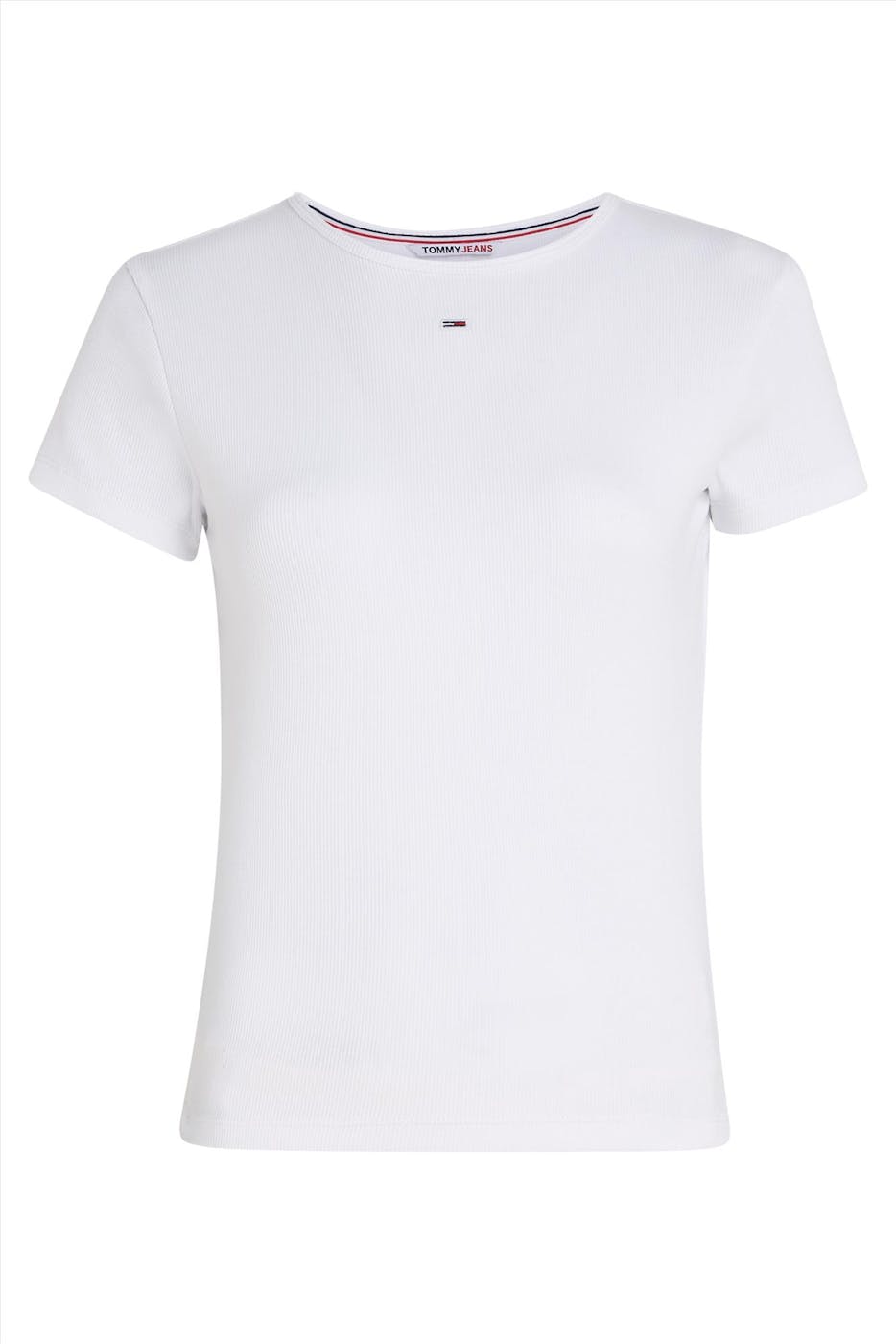 Tommy Jeans - Witte Geribde T-shirt