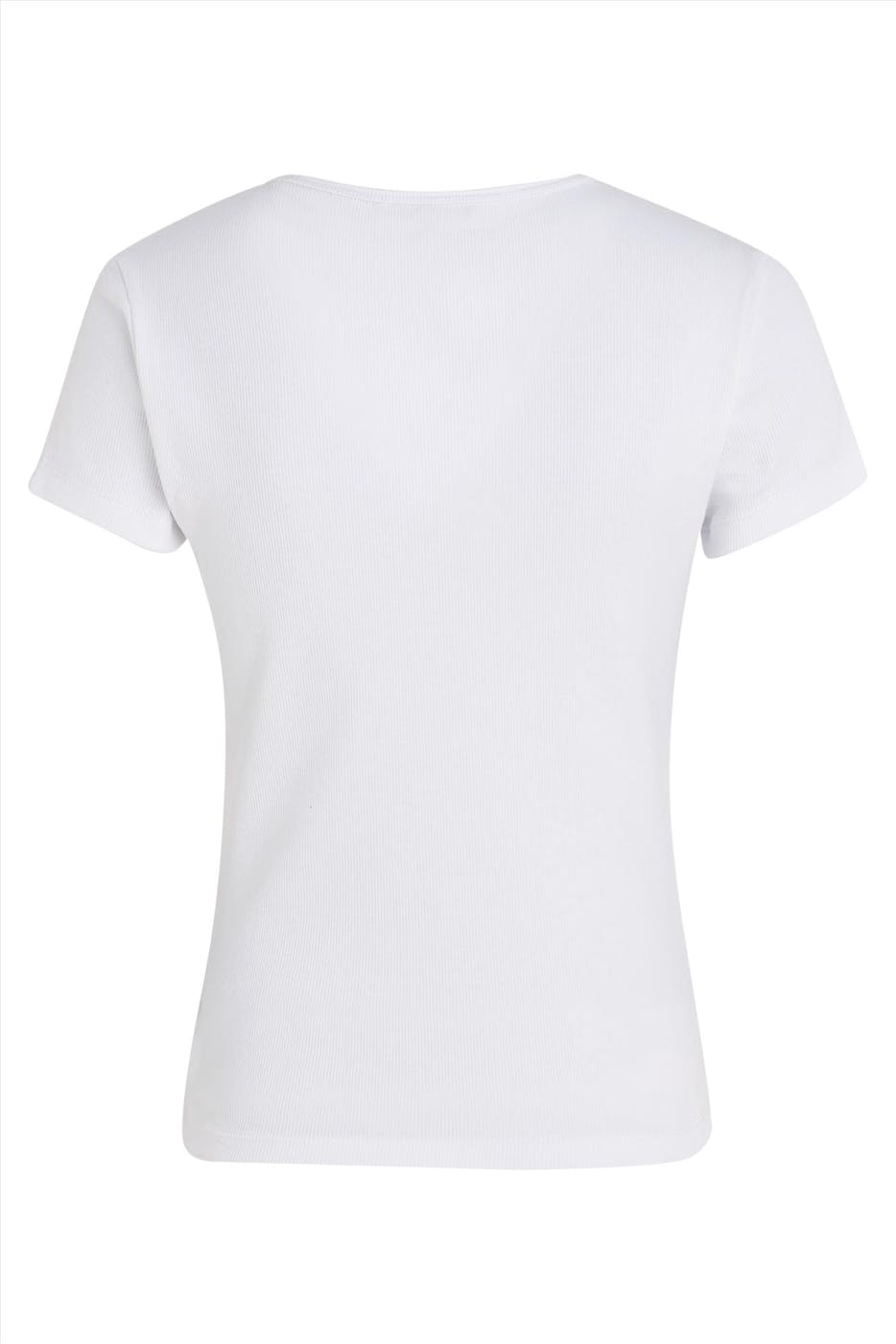 Tommy Jeans - Witte Geribde T-shirt
