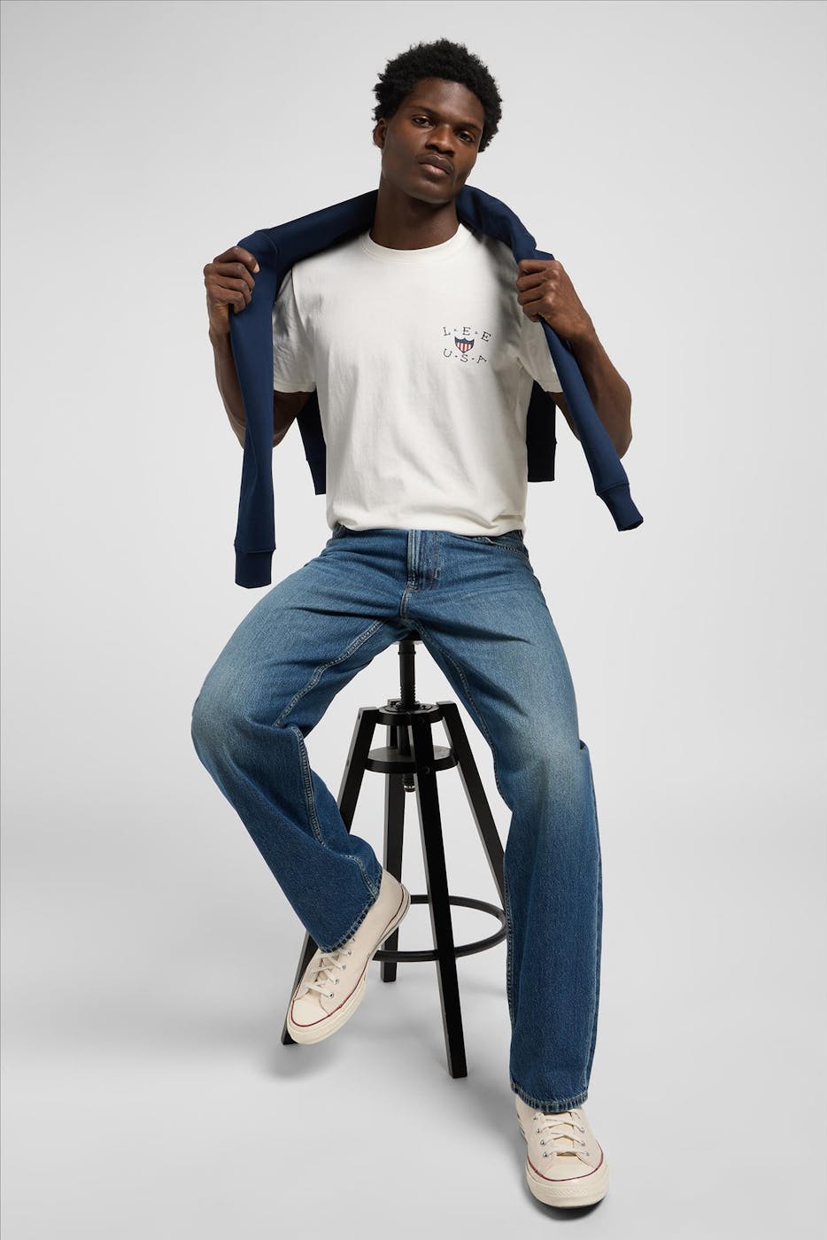 Lee - Middenblauwe Asher loose straight jeans