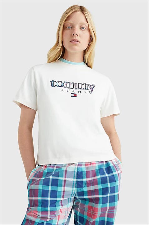 Tommy Jeans - Witte Tartan T-shirt