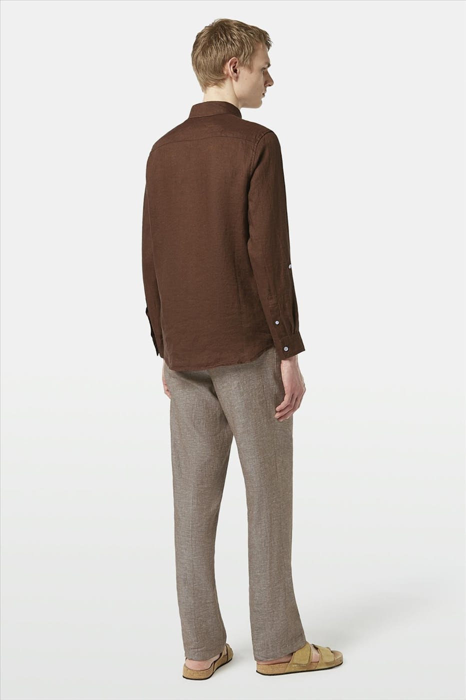 Scotch & Soda - Donkerbruin Regular Linen hemd