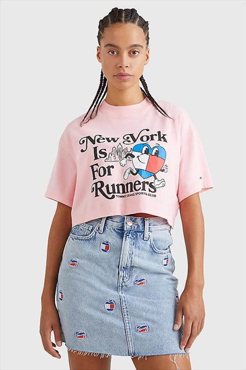 Tommy Jeans - Roze Cropped Sportees T-shirt