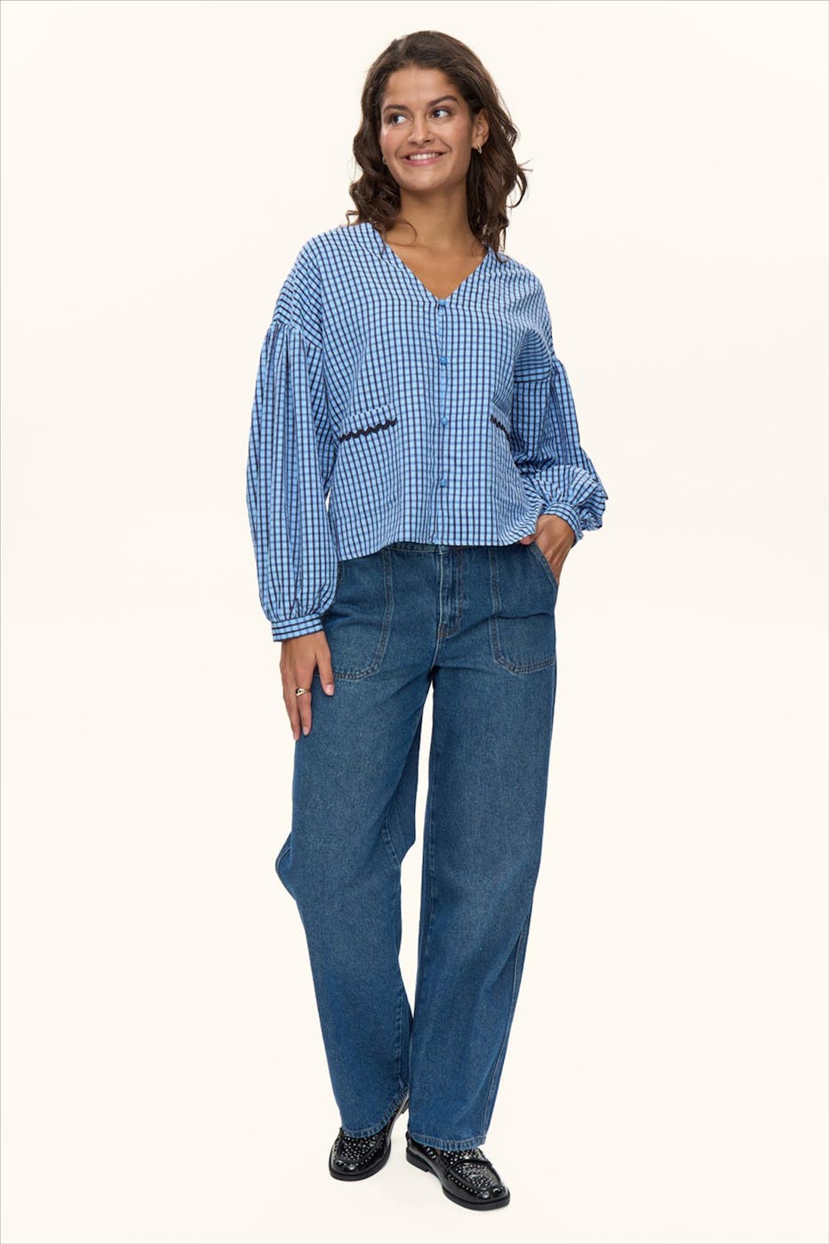 Nümph - Blauwe Colette blouse