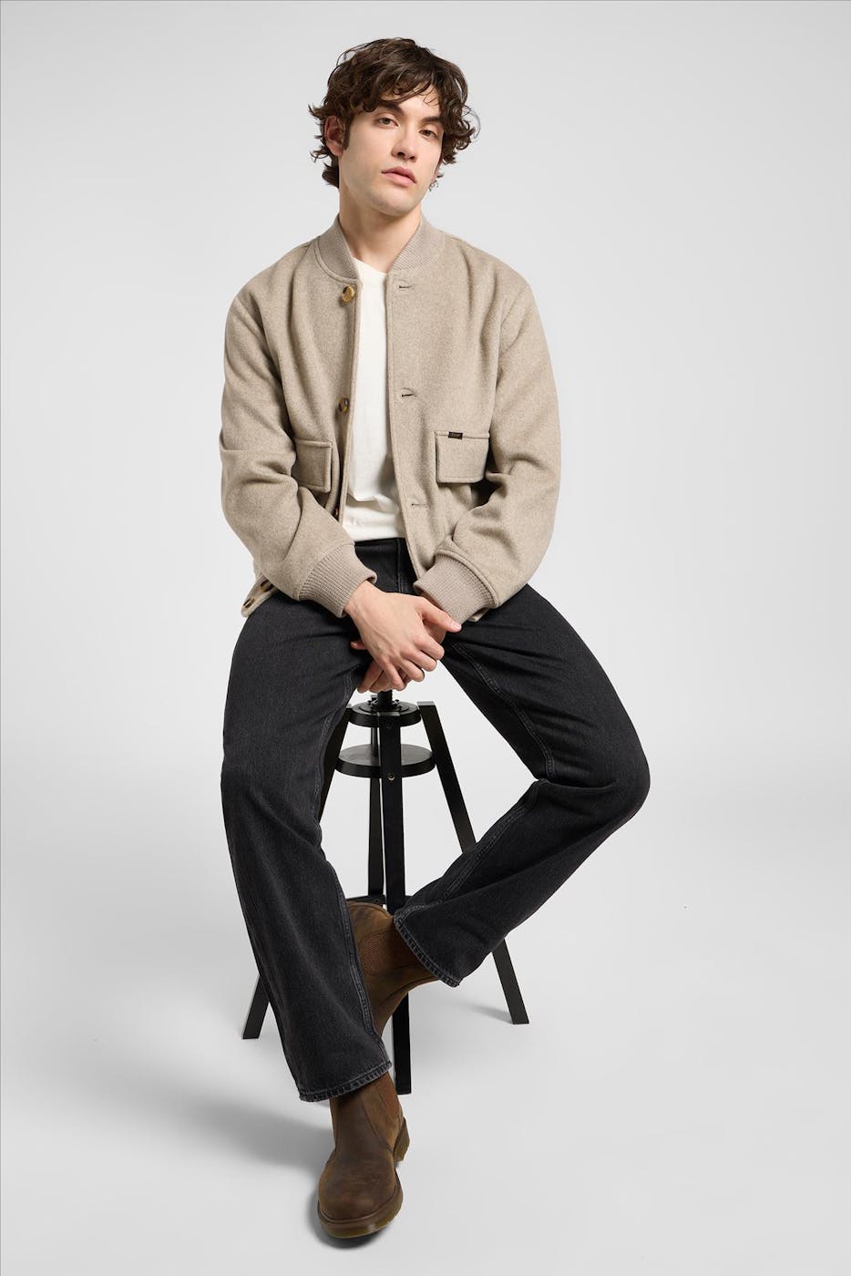 Lee - Donkergrijze Haden relaxed straight jeans