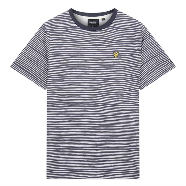 Lyle & Scott - Donkerblauwe-witte Breton Stripe T-shirt