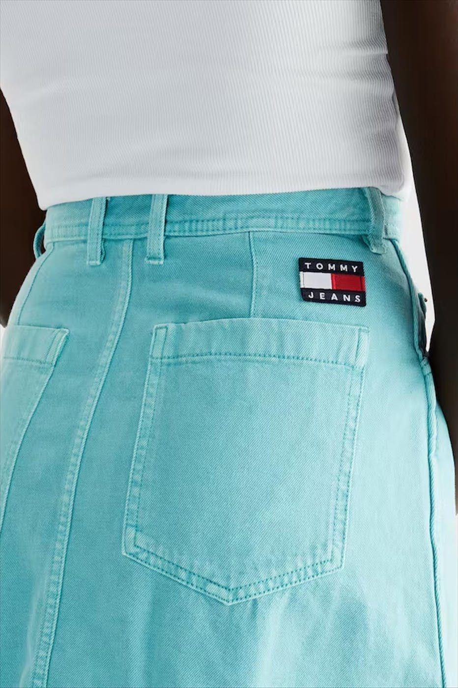 Tommy Jeans - Lichtblauwe Garment Dye jeansrok