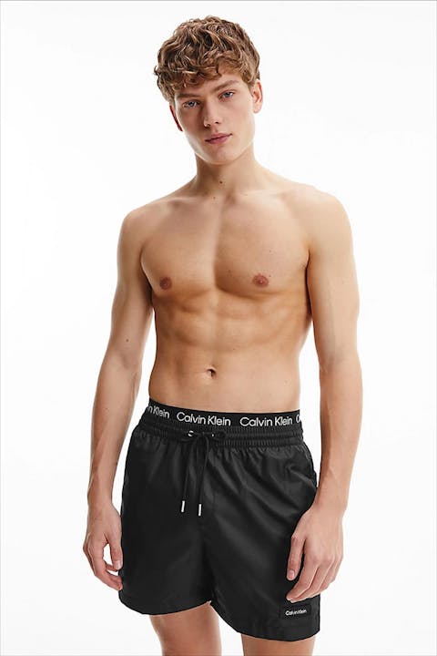 Calvin Klein Underwear - Zwarte dubbele tailleband zwemshort