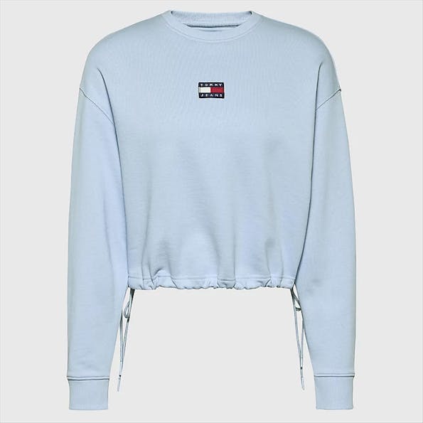 Tommy Jeans - Lichtblauwe Crop Badge Drawstr Crew sweater