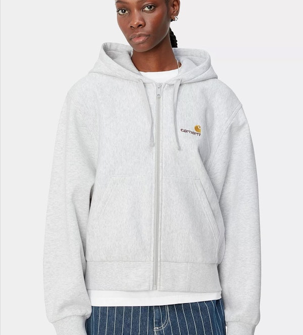 Carhartt WIP - Lichtgrijze American Script Zip hoodie
