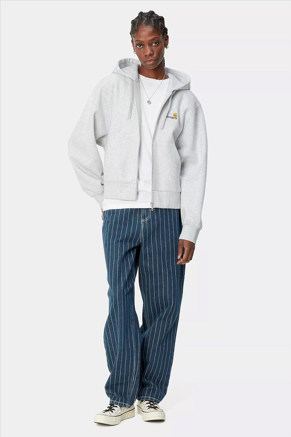 Carhartt WIP - Lichtgrijze American Script Zip hoodie