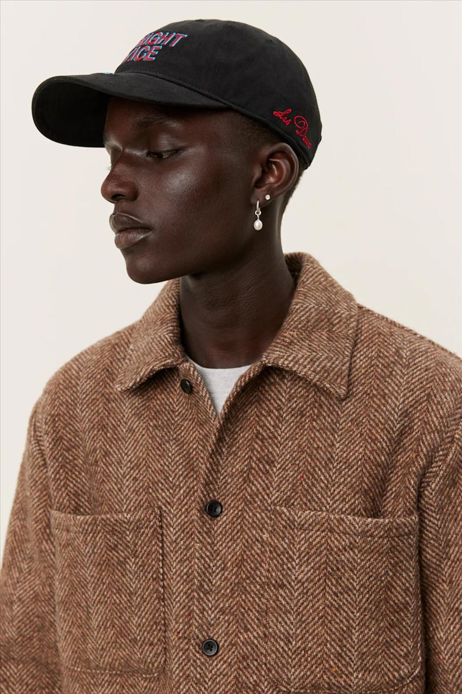 LES DEUX - Bruine Milian Herringbone overshirt jas