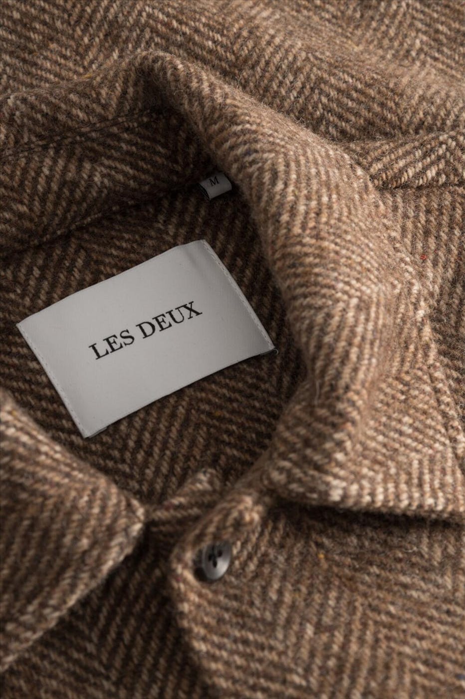 LES DEUX - Bruine Milian Herringbone overshirt jas