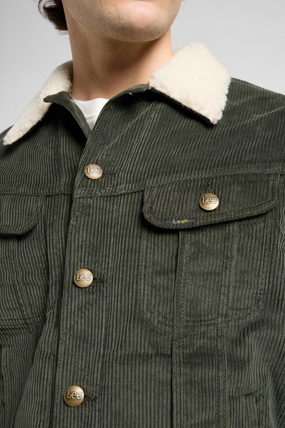 Lee - Donkergroene Regular sherpa jacket