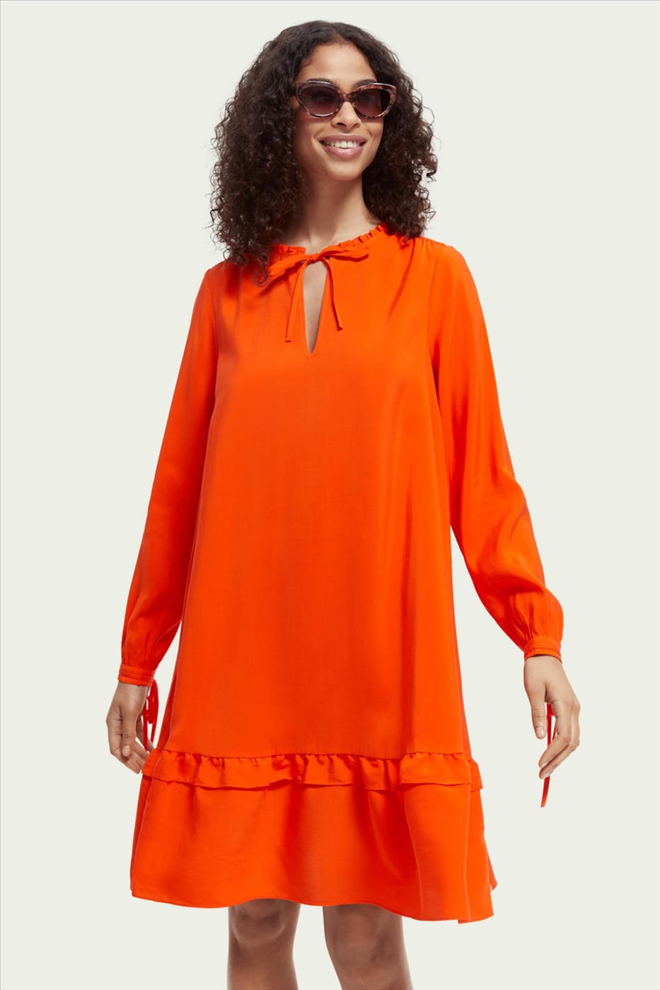 Scotch & Soda - Oranje volant jurk