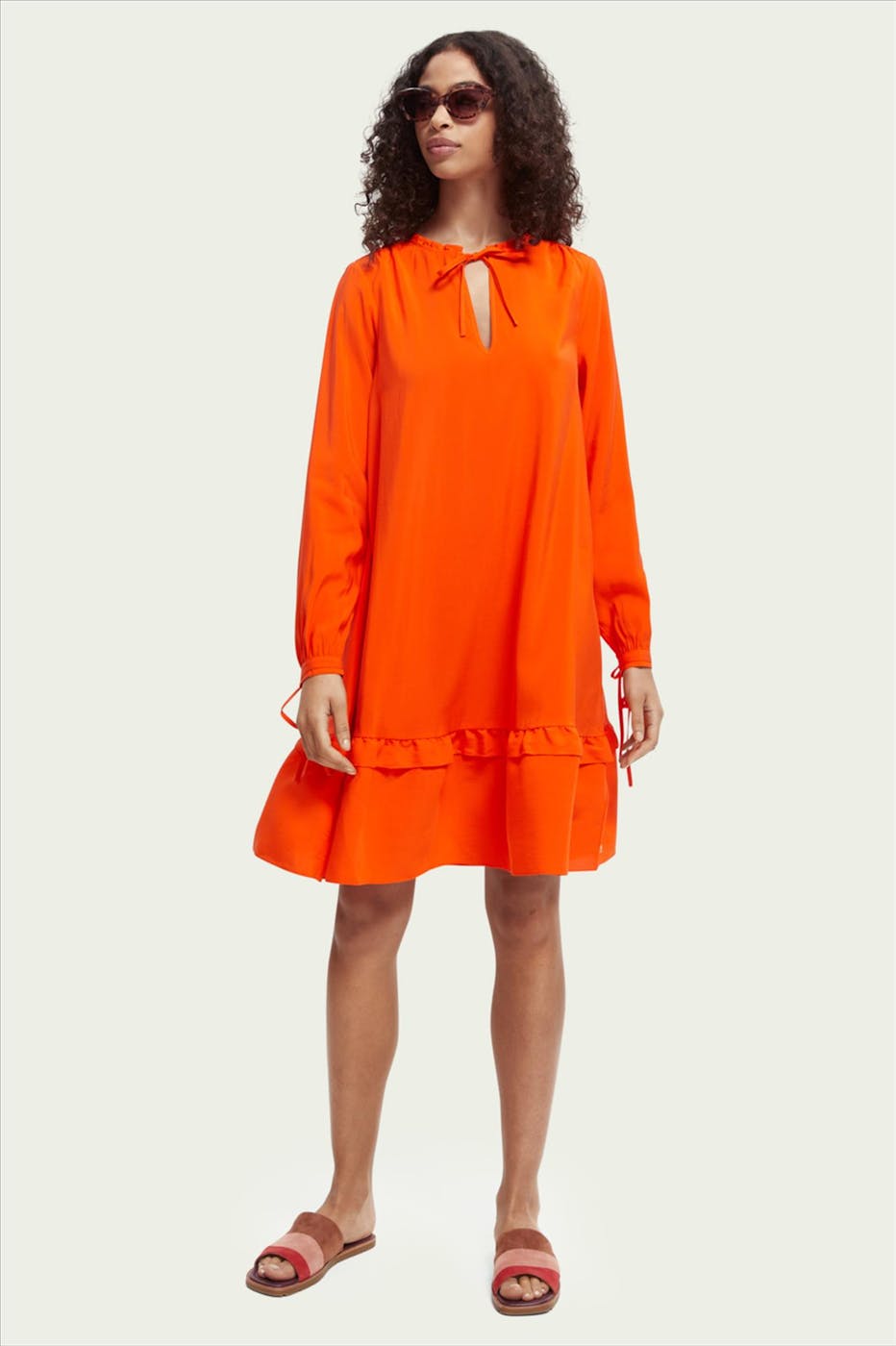 Scotch & Soda - Oranje volant jurk