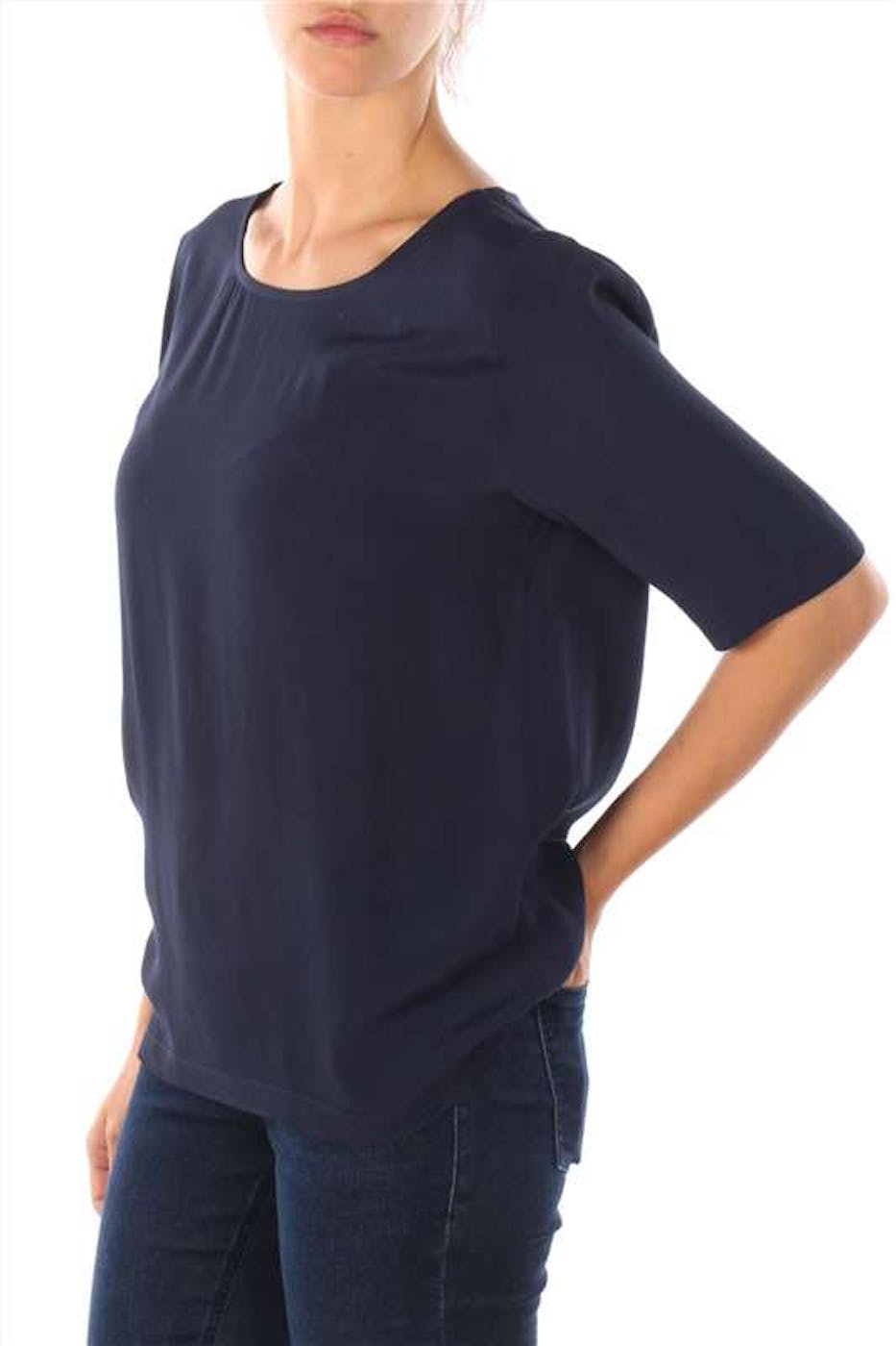 Minimum - Donkerblauwe Elvire blouse met 1/2 mouw