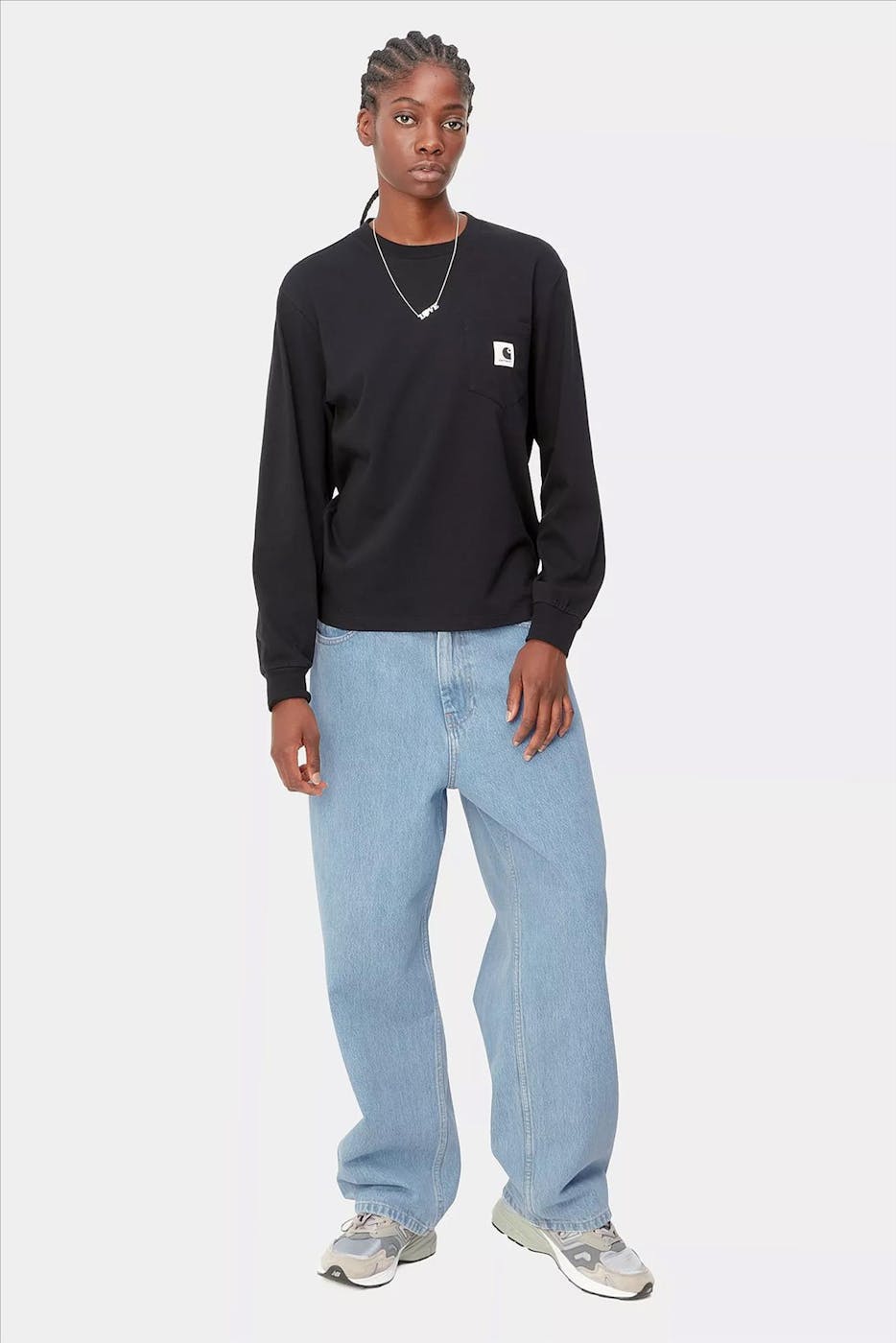 Carhartt WIP - Lichtblauwe Brandon loose straight jeans