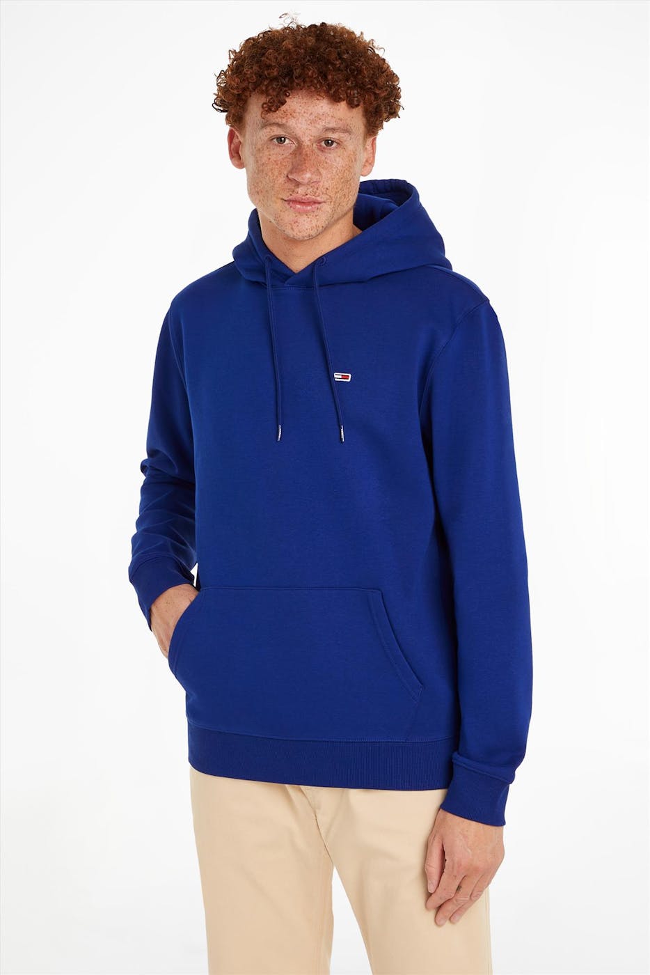 Tommy Jeans - Kobaltblauwe Fleece hoodie