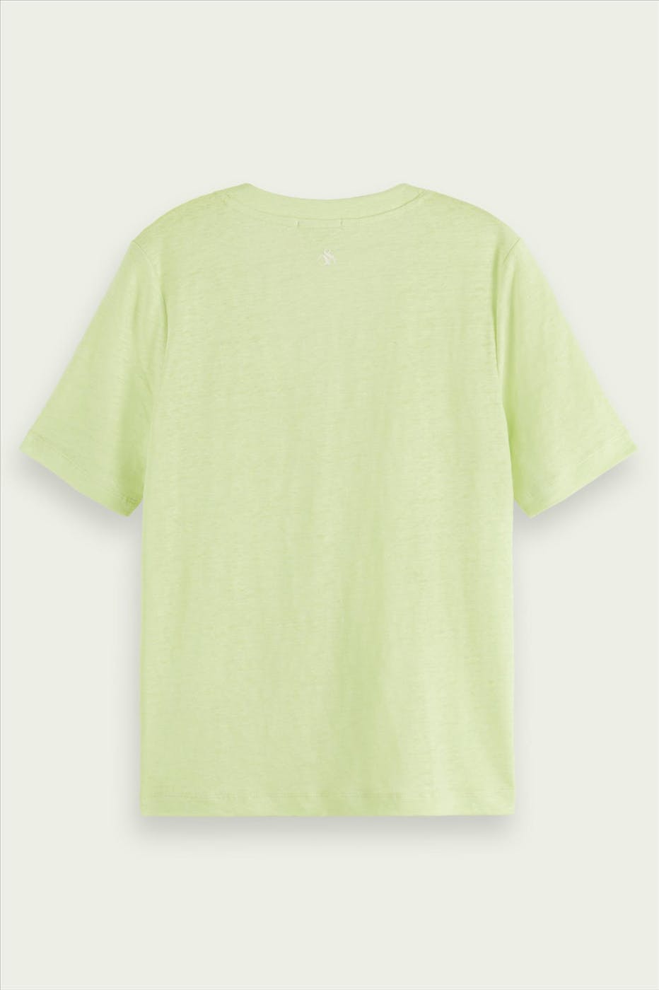 Scotch & Soda - Limoengroene linnen V-Neck T-shirt