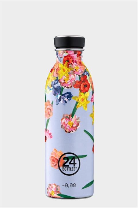 24 bottles - Lichtblauw Gebloemde Urban Bottles drinkfles - 500 ml