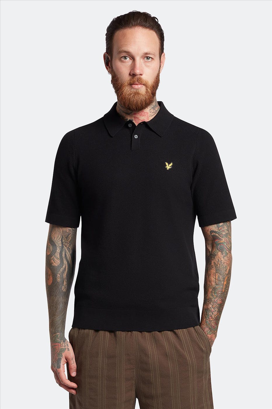 Lyle & Scott - Zwarte Textured polo