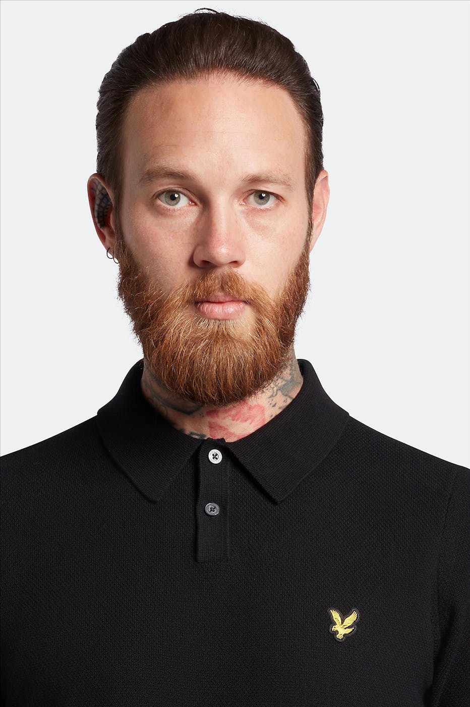 Lyle & Scott - Zwarte Textured polo